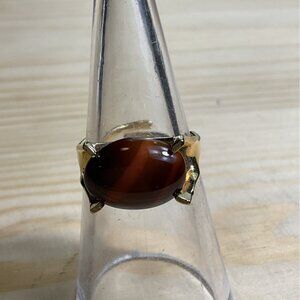 Vintage Sarah Coventry Wood Nymph Adjustable Ring with Tiger's Eye Stone